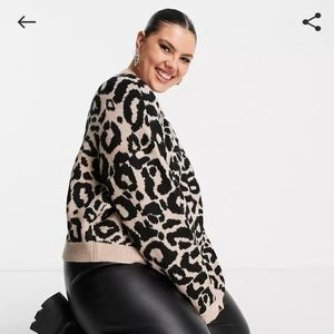 Balloon Sleeved Leopard Sweater NWT